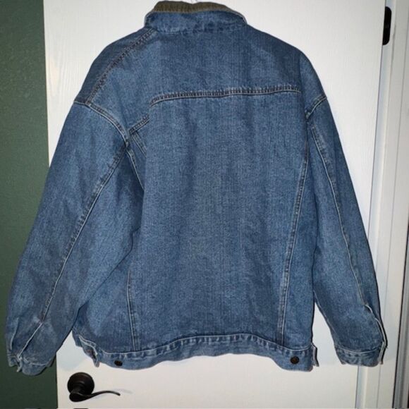 Vintage North Bay Sherpa Lined Denim Trucker Jacket Corduroy Collar - Picture 5 of 5
